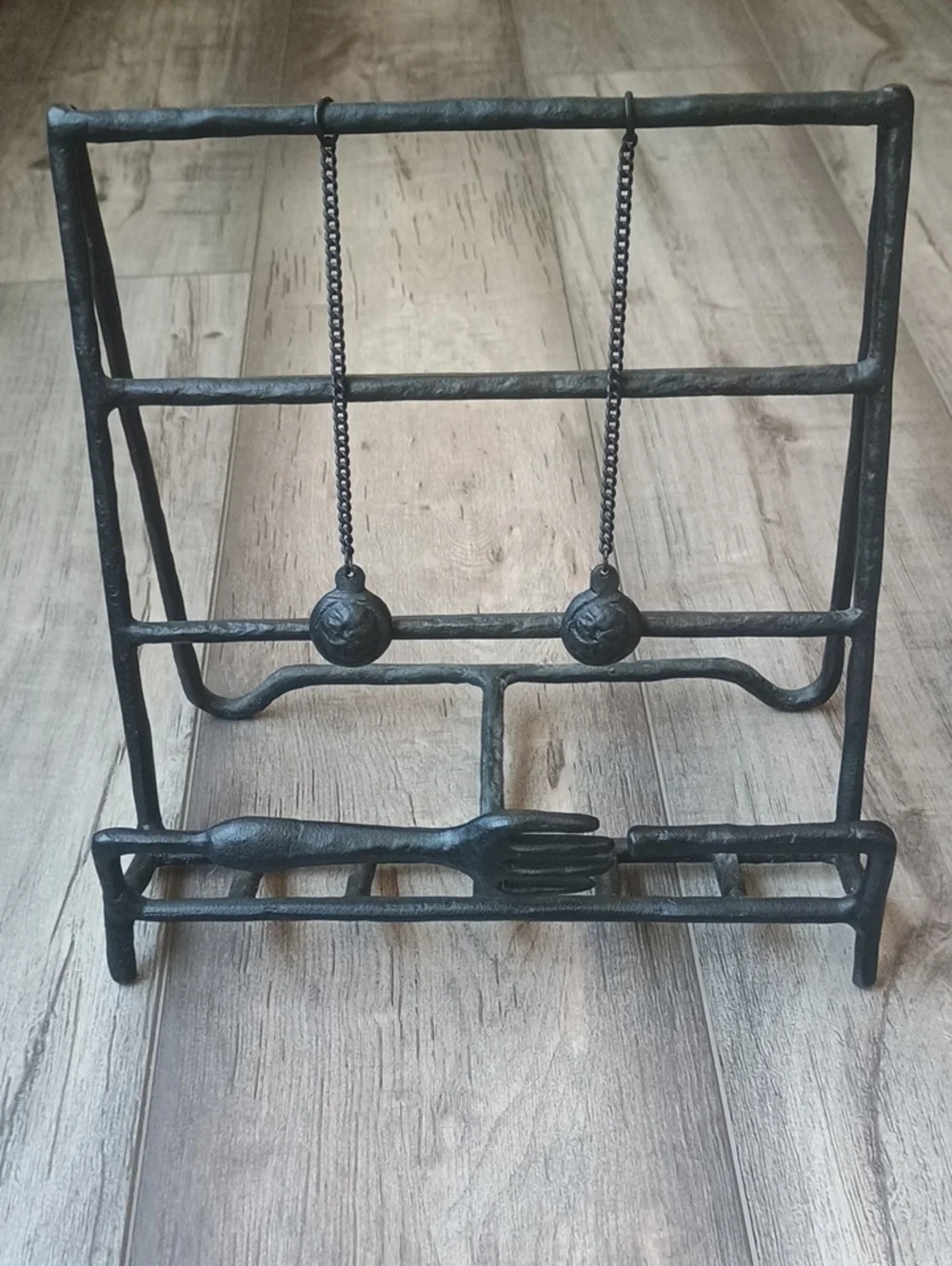 Black Cast  Cookbook Stand Holder with Fork Accent
